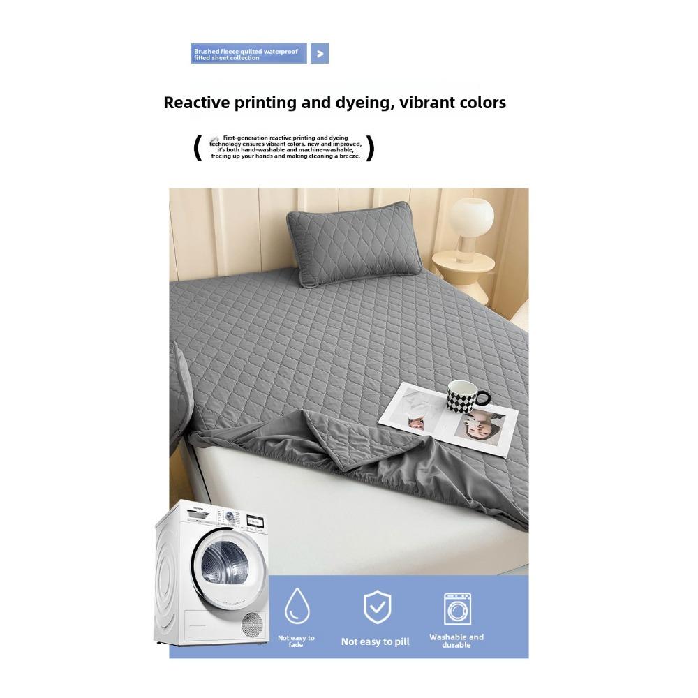 Waterproof Fitted Sheet Quilted Urine-Proof Non-Slip All-Around Mattress Protector Bed Cover Single Piece