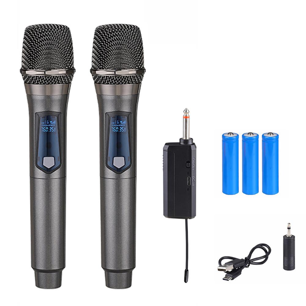 

2.4G Multi-Microphone Kits with Receiver Professional Mic Set 6.5MM Port Dynamic Microphones for Karaoke Live Party Show Meeting сірий