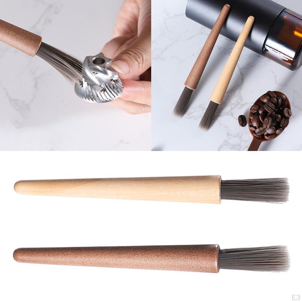 Brush Tool for Cleaning Espresso Machines with a Wooden Grip