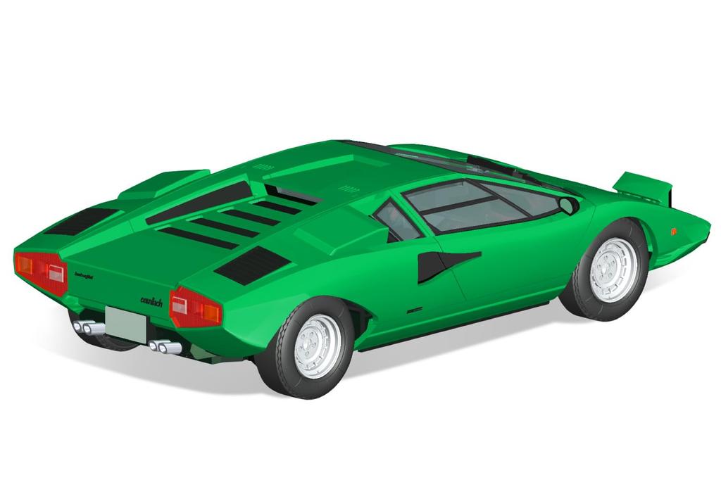 Aoshima Bunka Kyozai Scale The Snap Kit Series Lamborghini Countach LP400 Green Plastic Model Kit 1/32 Pre-Colored 20-D