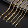 Gold-Plated Stainless Steel Twist Chain Pendant Necklace - Trendy Hip Hop Jewelry for Men