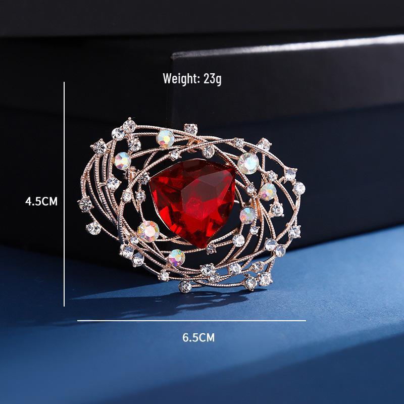 High-End Rose Red Chinese Flower Brooch: Classical Pin for Women's Qipao & Coat Accessories