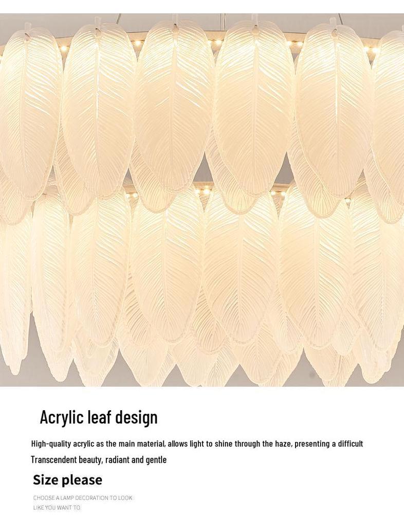Modern French Cream Feather Pearl Chandelier - Stylish Post-Modern Living Room and Bedroom Lighting
