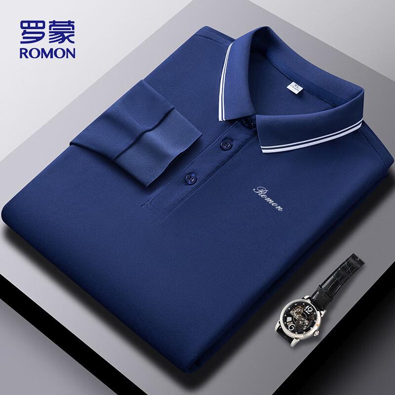 ROMON Men s Solid Polo Long Sleeve T-Shirt PO81