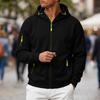 Men's Casual Long Sleeve Hooded Zip-Up Sweatshirt with Multiple Pockets and