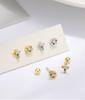 S925 Sterling Silver Asymmetrical Colorful Zircon Cross Screw Earrings for Women Simple Fashionable Earrings
