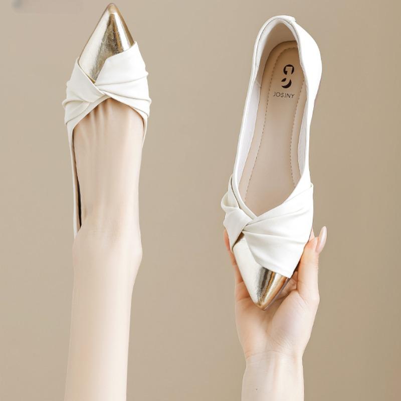 Fashion Fall Women's Pointed Single Shoes New Shallow Mouth Folding Soft Sole Non-slip Flat Mary Jane Shoes
