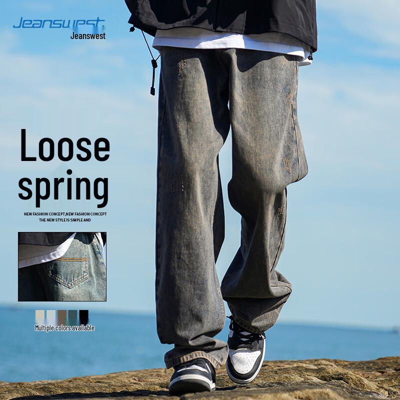JEANSWEST Мужские джинсы прямого кроя в стиле хай-стрит L