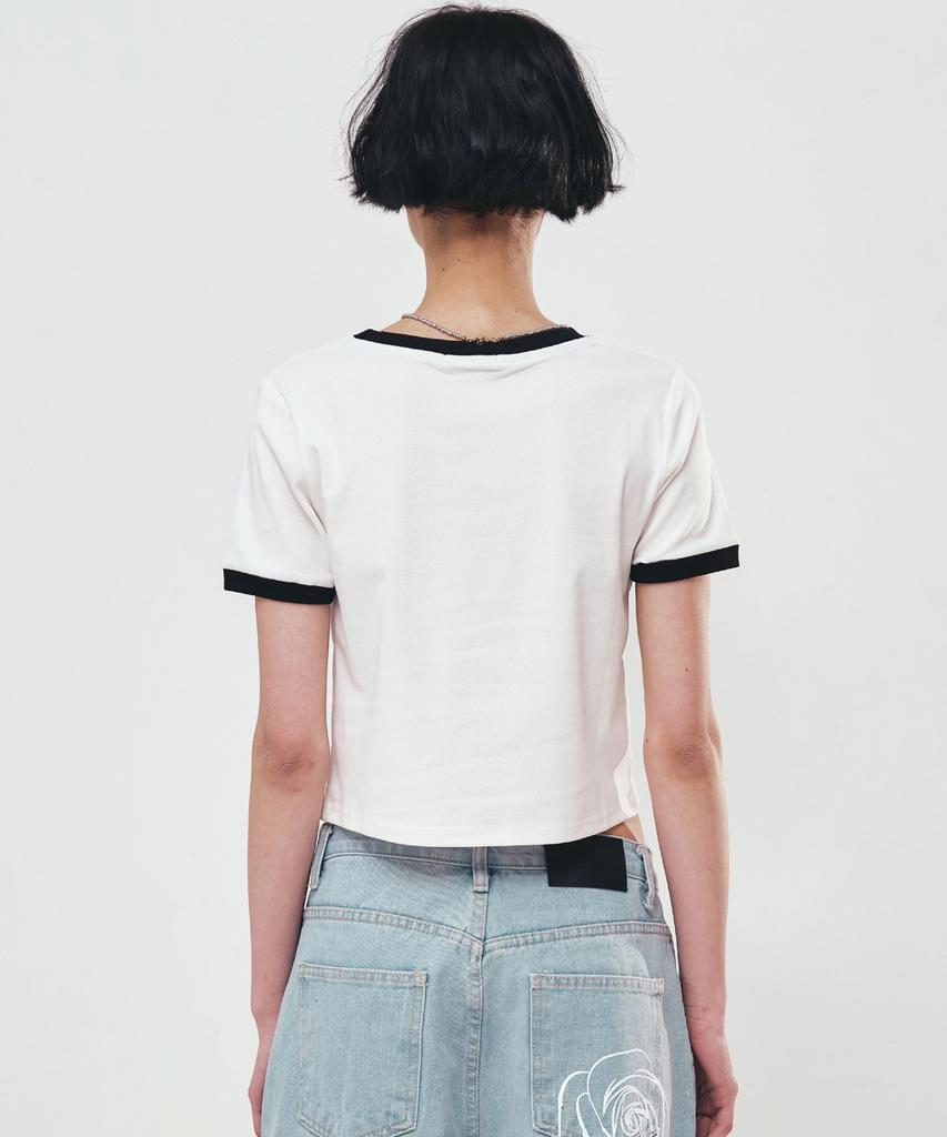 Nigaennikol Nicole Signature Ringer Crop Top_White