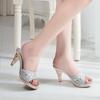 Elegant High-Heeled Sandals, Rhinestone Solid Color, Small Thick-Heeled Slippers, Summer Sandals