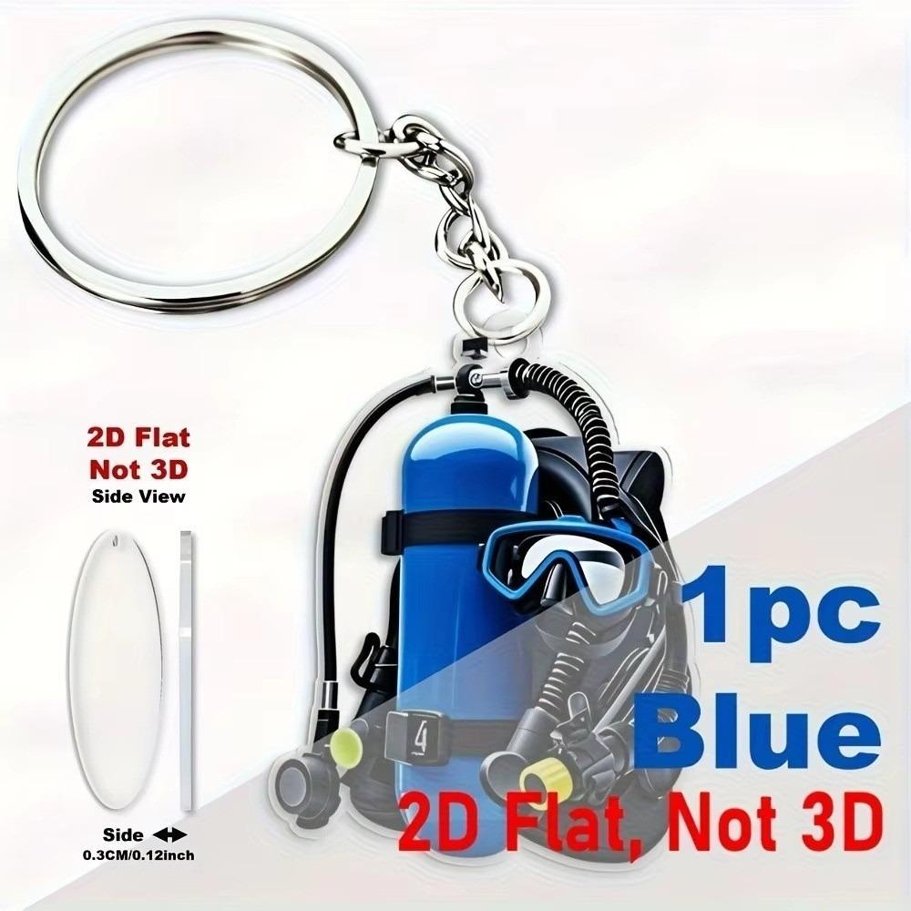 Fashion Acrylic Simulation Diving Equipment Keychain Creative Fun Personalized 2D Flat Tag Pendant Jewelry Gift Car Keychain синий