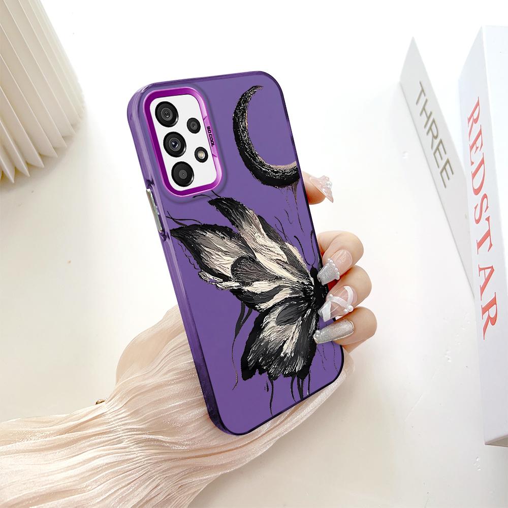 Painted Pattern Colorful Sliver Double Sided Hard Shell Shockproof Anti-fall Phone Casing for Samsung