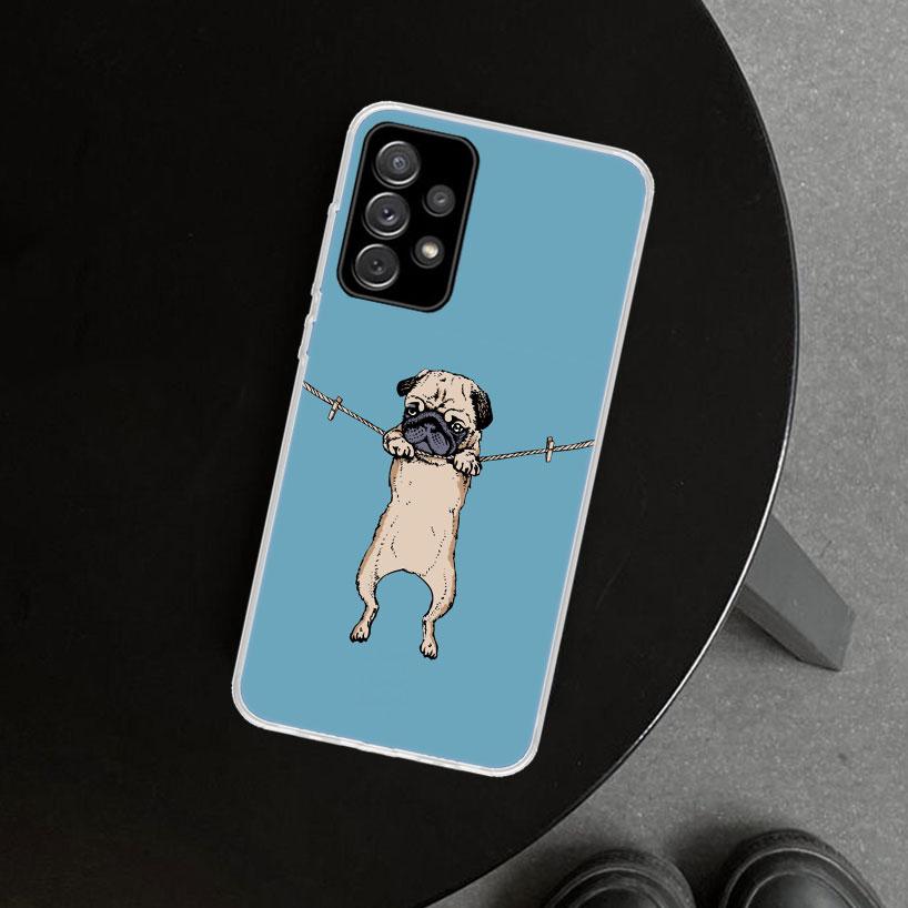 Cute Pug Dog Phone Case Cover For Samsung Galaxy A12 A22 A32 A52 A72 A02S A51 A50S A31 A20S A10S Note 20 Ultra 10 Plus Galaxy A5