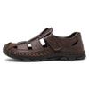 Sandals Men'S Outdoor Leather Hole Shoes Large Size Casual Breathable Hollow Beach [Real Cowhide]