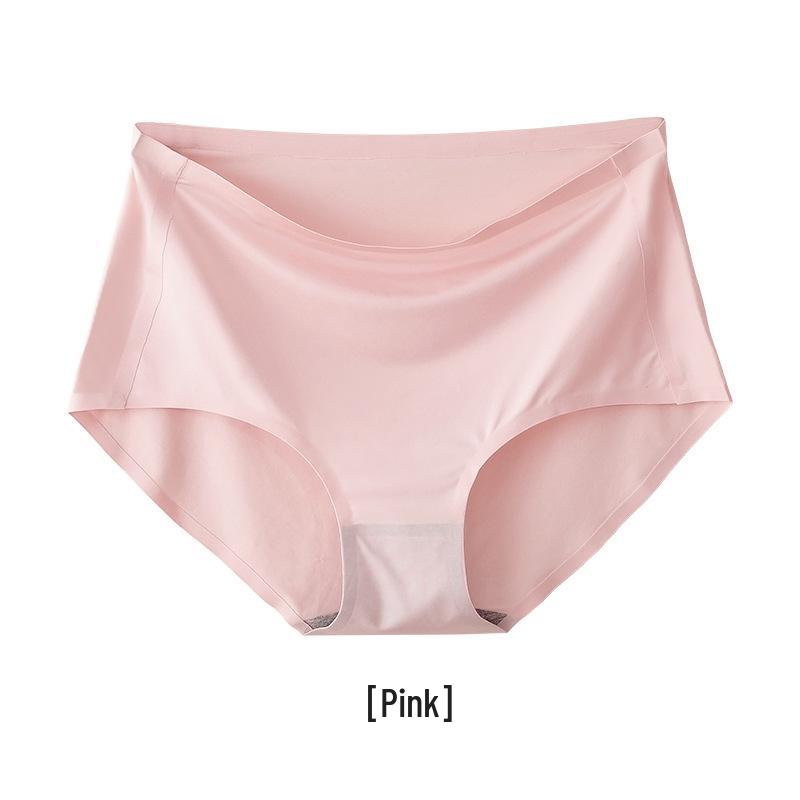 Nahtlose High-Waist-Tanga in Übergröße aus Eis-Seide mit antibakteriellem Baumwollzwickel für Damen