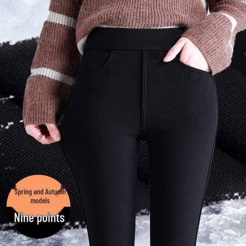 

Зимние леггинсы 2024 года с бархатной подкладкой и утолщенной овечьей шерстью - узкие брюки-карандаш Nine Tenth Length Spring/Autumn