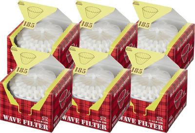 Wave Filters, Coffee Paper Filters for 2-4 People, KWF-185, 50 Filters, White, Set of 6, #22210. Stylish, Perfect for Camping, Outdoors,