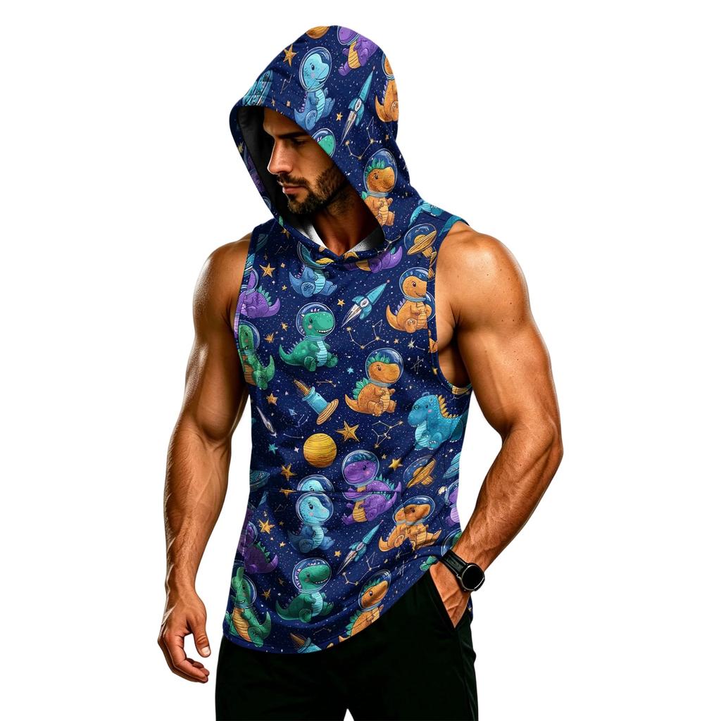 Men's Sleeveless Hoodie Muscle Fit Tank Top Breathable Quick Dry Gym Workout Fitness Vest for Training