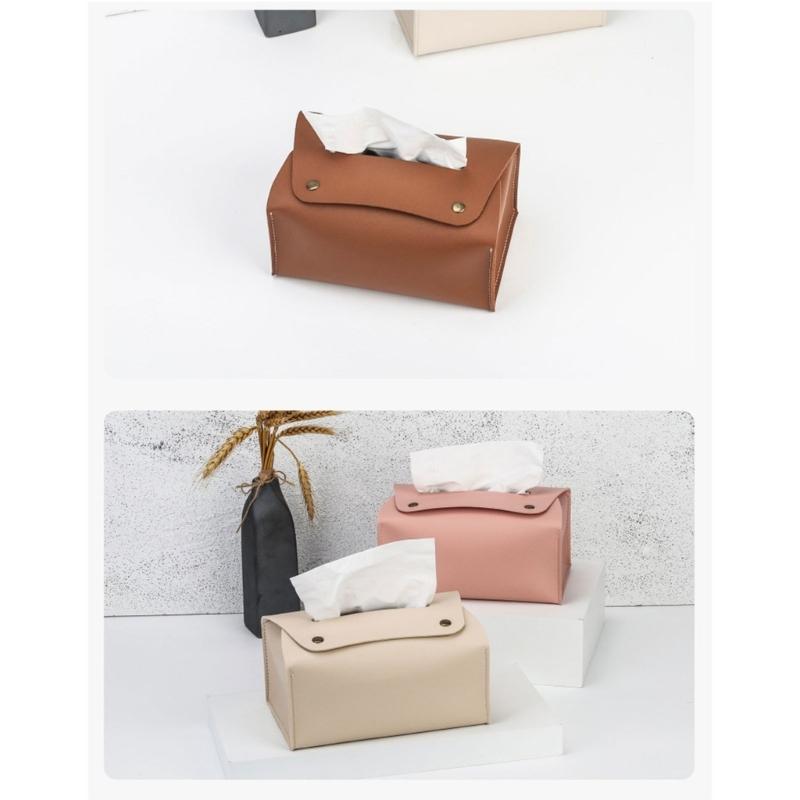 PU Leather Tissue Box Rectangular Paper Towel Container Elegant Tissues Storage Box Refillable Napkin Dispenser Rack