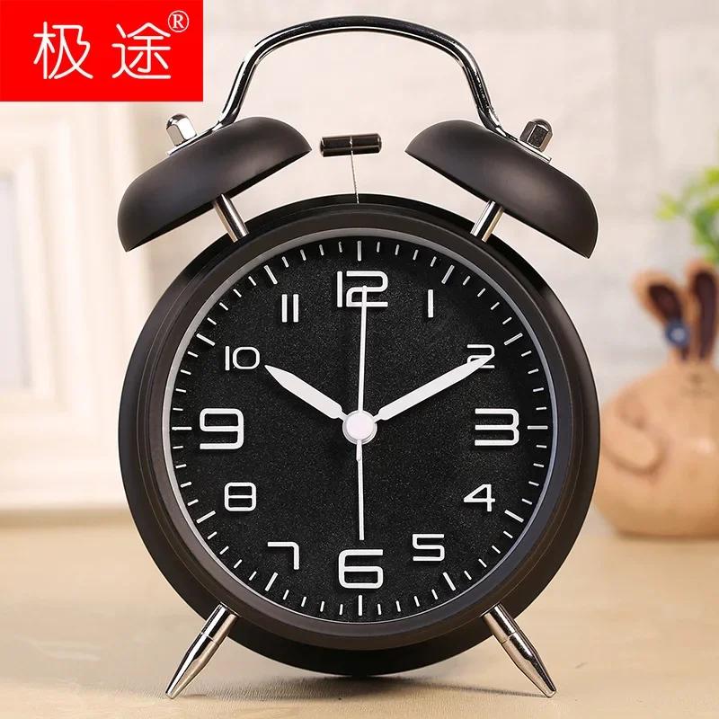 Durable4-Inch Three-dimensional Digital Alarm Clock Creative Classic Silent Student Loud Double Bell Bell