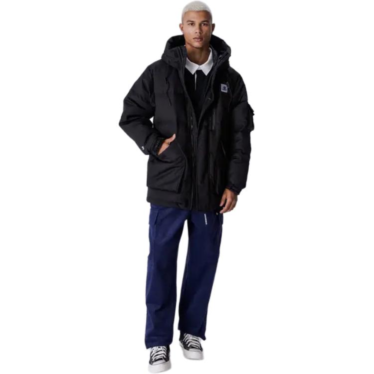 Converse Premium Mid Down Jackets Men's Black Hooded Moderate Down Jacket 10025249-A03