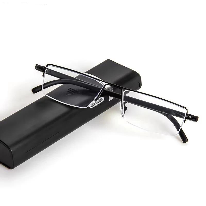 

Anti Blue Light Reading Glasses Men Women Black Glasses Farsightness Alloy Frame Eyeglasses With Case Diopter +1.5+2 +1.0