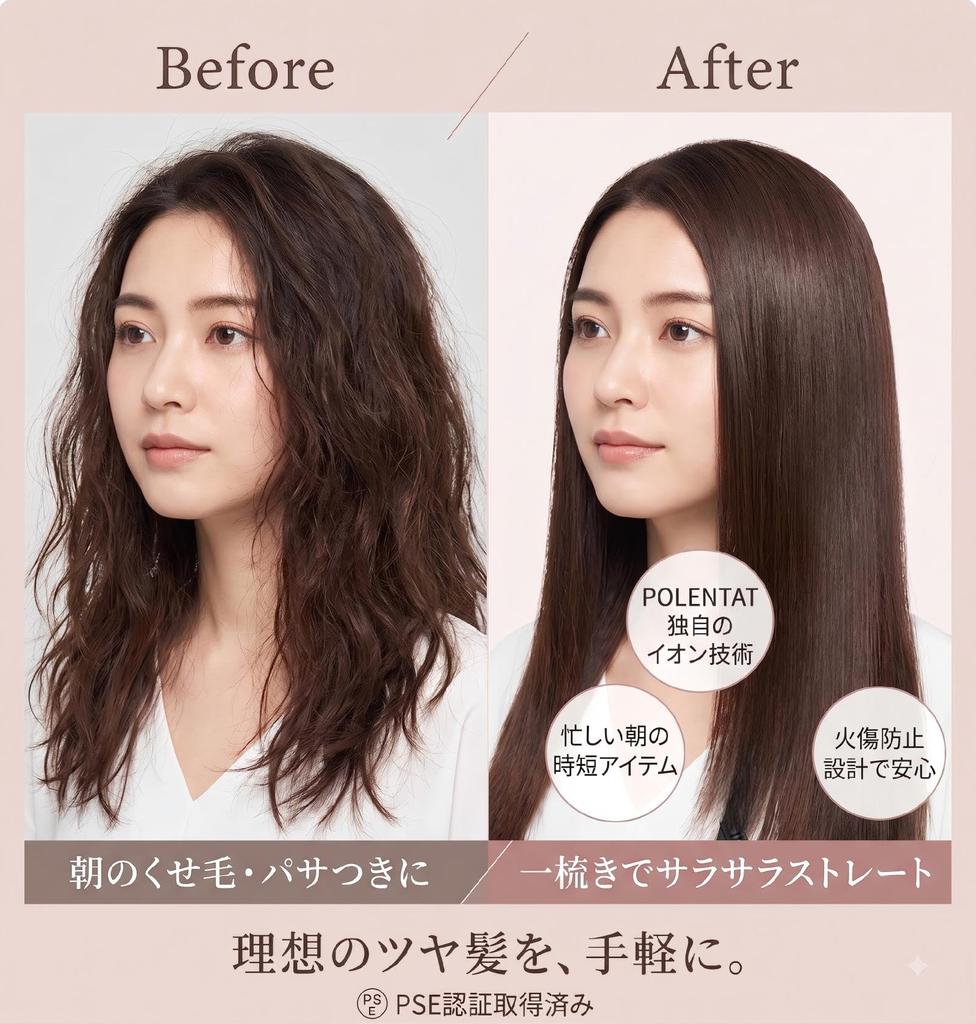 POLENTAT Straightening Brush Hair Iron with Billions of Negative Ions, 120℃-220℃ Digital Temperature Display, 6 Temperature Settings, Temperature Memo