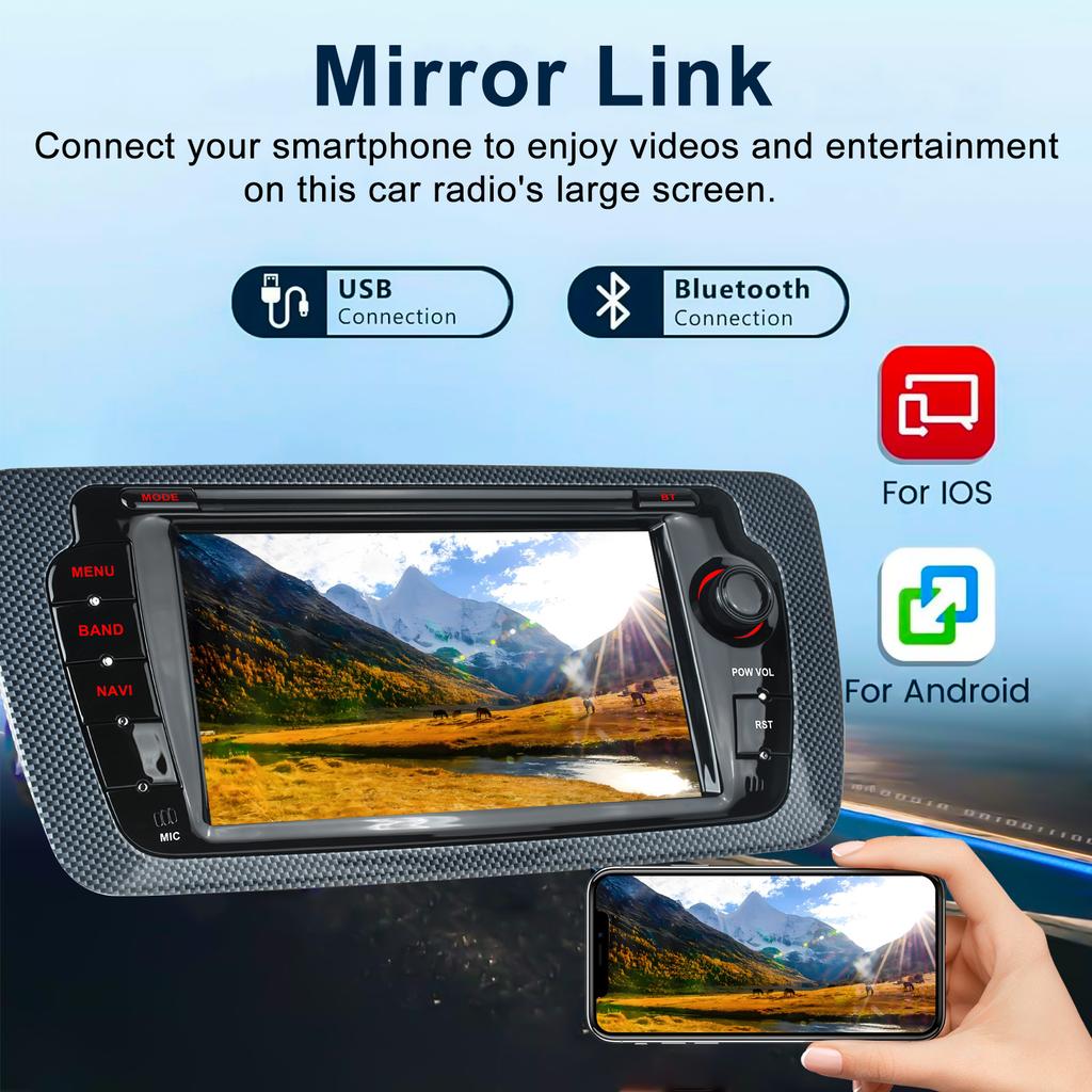 7inch Car Radio Android13 for Seat Lbiza 2009-2013 Multimedia Player Android Auto Carplay GPS WIFI Bluetooth SWC