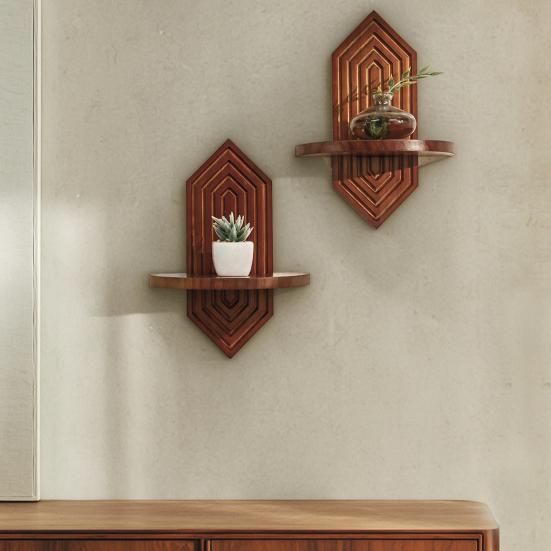 Solid Wood Wall Shelf, Thickened Storage Shelf for Small Plants, Decorative Aromatherapy Holder Shelf for Home Decor