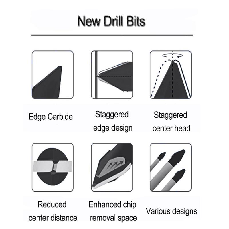 Special Crooked Tip Eccentric Drill Bit Set Drills Concrete Masonry Metal Glass