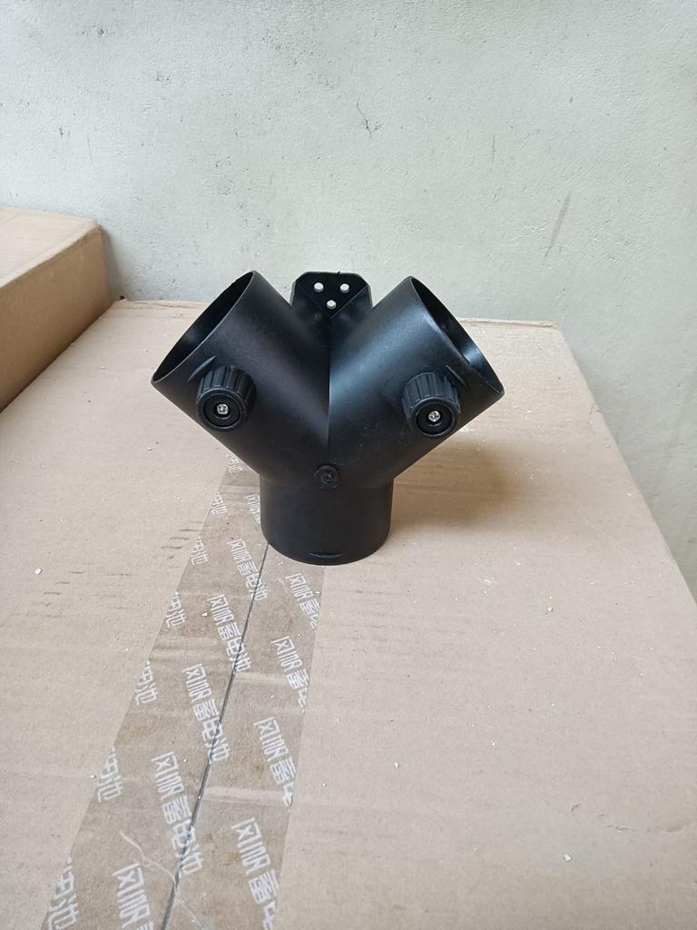 Black Plastic Y Connector for 60mm Internal Diameter Tube Connection