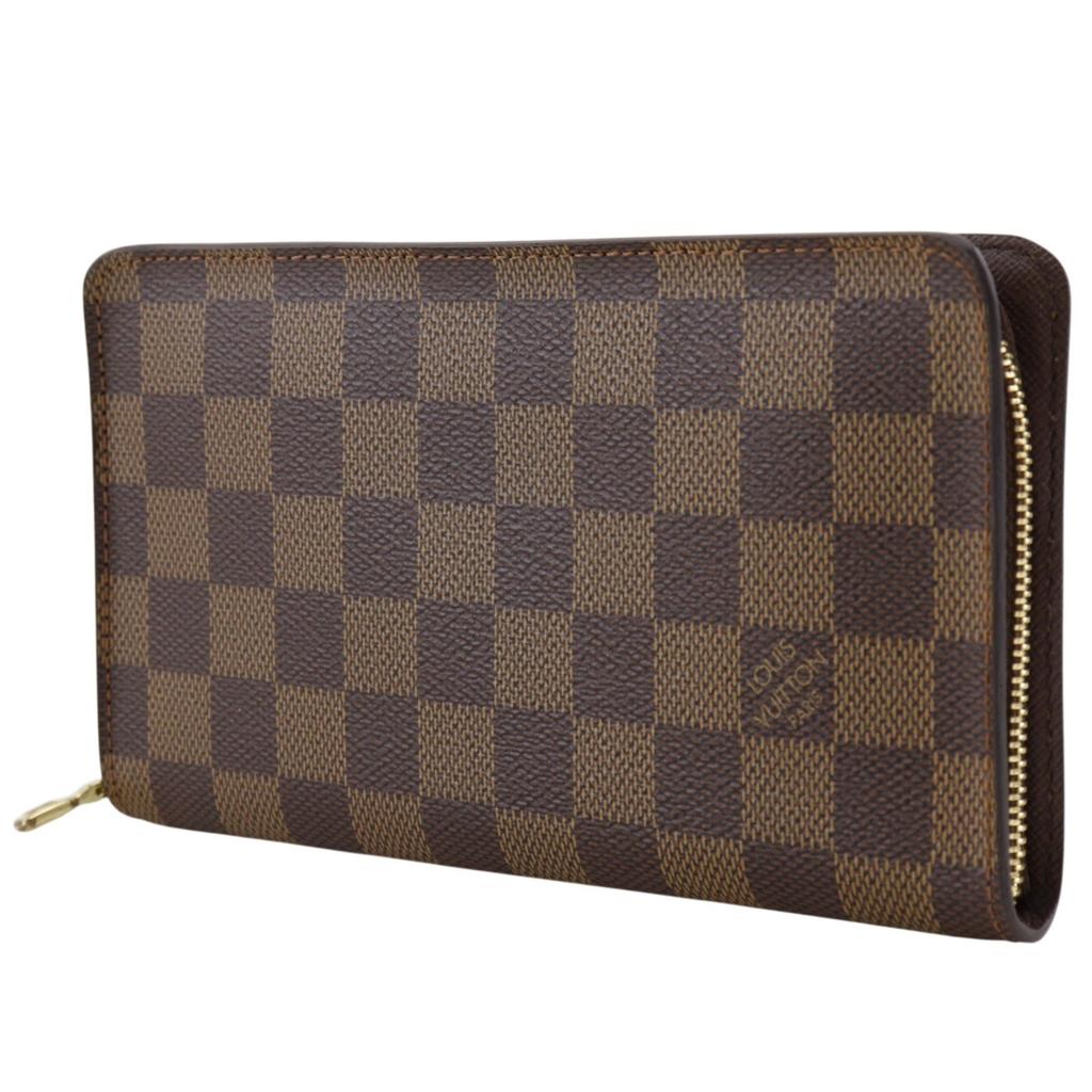 Louis Vuitton Portonet Zip Purse N61728 Zip Around Brown Damier Canvas Unisex Used