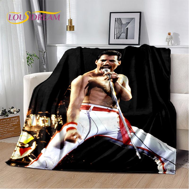 2025 Classics Queen-Rock-Band Freddie Blanket,Soft Throw Blanket for Home Bedroom Bed Sofa Picnic Travel Office Cover Gifts Kids