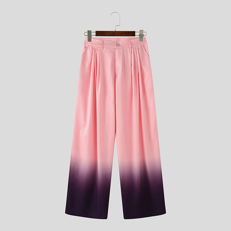 

INCERUN Мужские повседневные длинные прямые брюки с градиентом на молнии на талии и карманами M