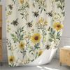 Sunflower And Bee Pattern Shower Curtain - Waterproof Bathroom Decor With Floral Pattern, Polyester Fabric, For Bathroom Decor