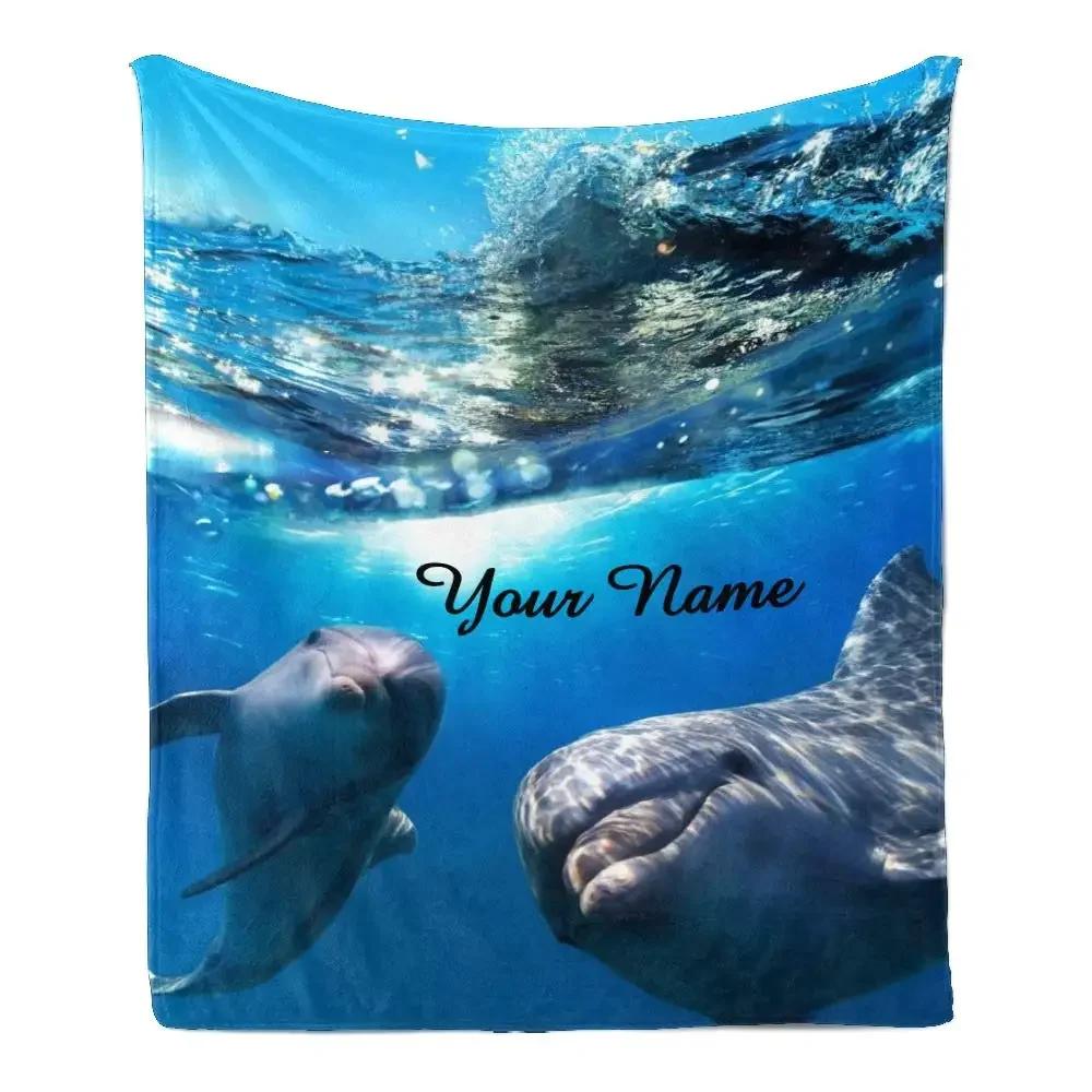 Dolphin Throw Blanket, Soft Blanket for Girl Kid Teens Adults, Fleece Cute Dolphin Blanket Warm Cozy Throw for Bed Crib or Couch