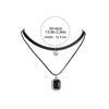 Women's Double-Layer Black Leather Choker Necklace with Crystal Pendant - Mori Style
