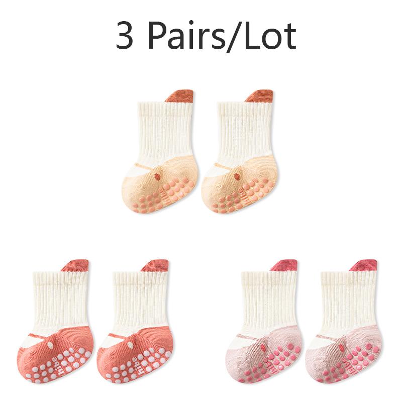 3/6 Paar Baby-Bodensocken mit Grips Atmungsaktive Baumwolle Rutschfeste Socken für Kleinkinder 0-5 Jahre