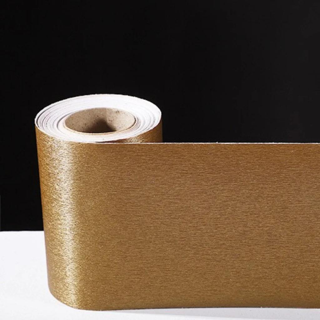 1 szt. 10 cm x 5 m Szczotkowane Naklejki Imitujące Metal Samoprzylepne Listwy Podłogowe Dekoracje Ram Okiennych Ram Drzwiowych Stal Nierdzewna