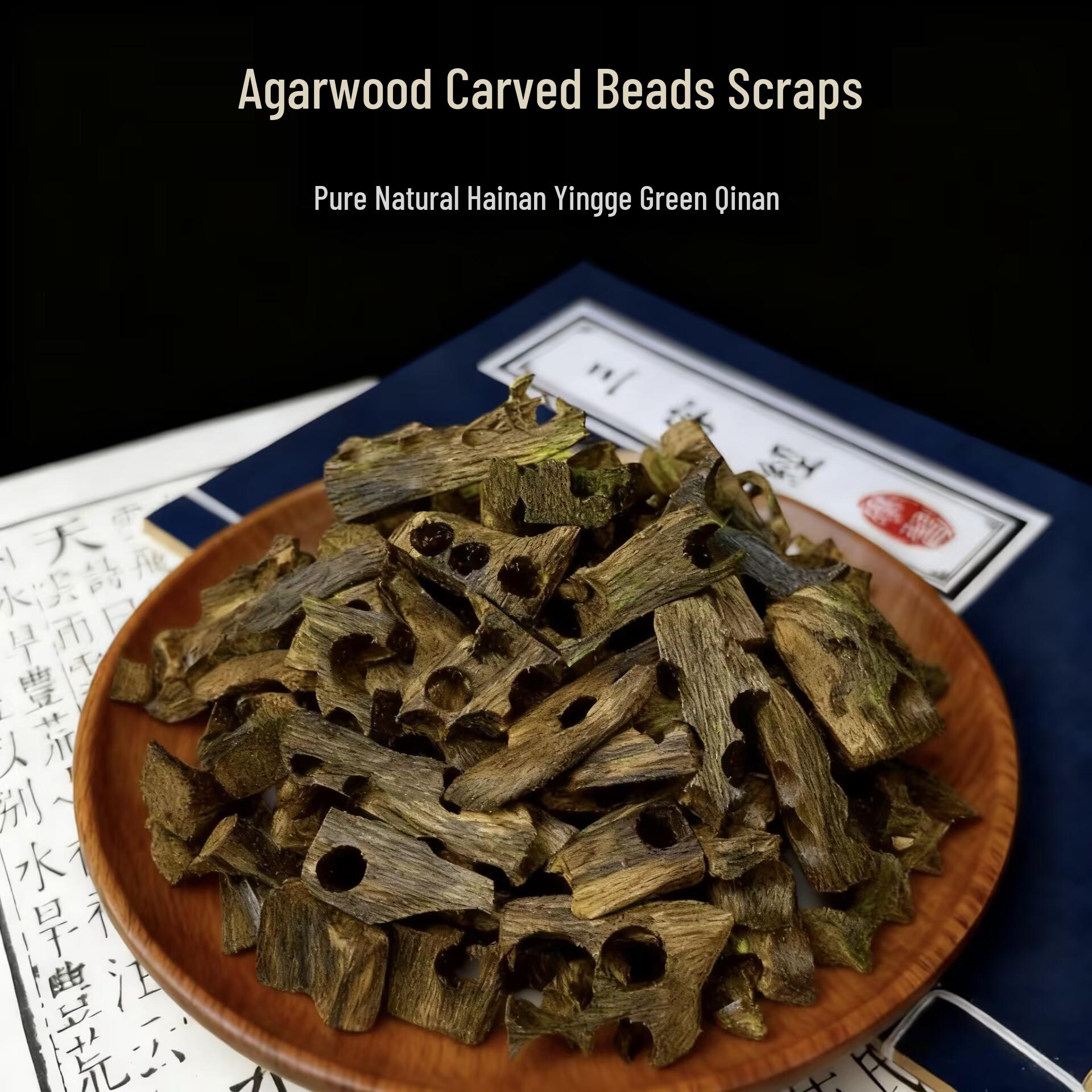 Natural High-Oil Qinan Agarwood Beads: Premium Old Material Buddhist Bracelet Slices. High Oil Content Bead Incense [10g Pack]