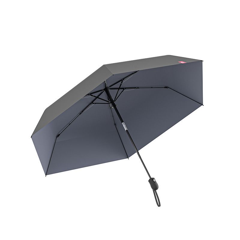 New three-fold solid color automatic umbrella, light weather and rain dual-purpose sun protection, UV protection advertising umbrella can print logo