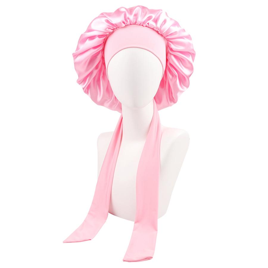 Neue Schlafmütze aus Satin für Damen mit dehnbarem Bindeband, elastische Nachtduschhaube, verstellbare Haarkopfbedeckung, Motorhaube, Turban