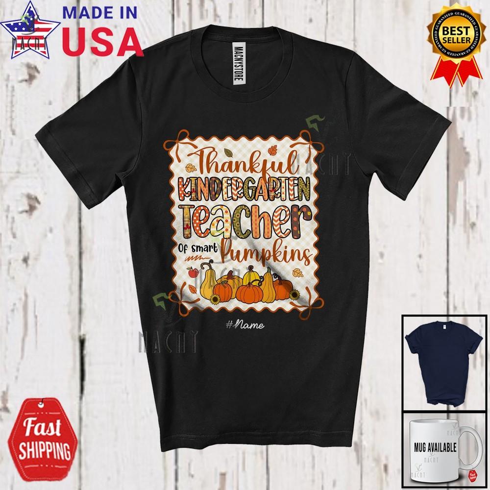 

Custom Name Thankful Kindergarten TeacherLovely Thanksgiving Fall Bow Tie Shirt M