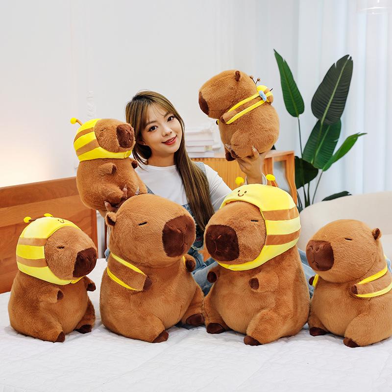 Capybara Plush Toy Pillow & Backpack - Bee Costume Gift