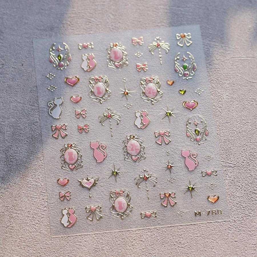 1pcs Cute Sketching Graffiti Animal Cat Dog Rabbit Bear Laser Nail Art Sticker Designs Self Adhesive Decoration Decal Acessories