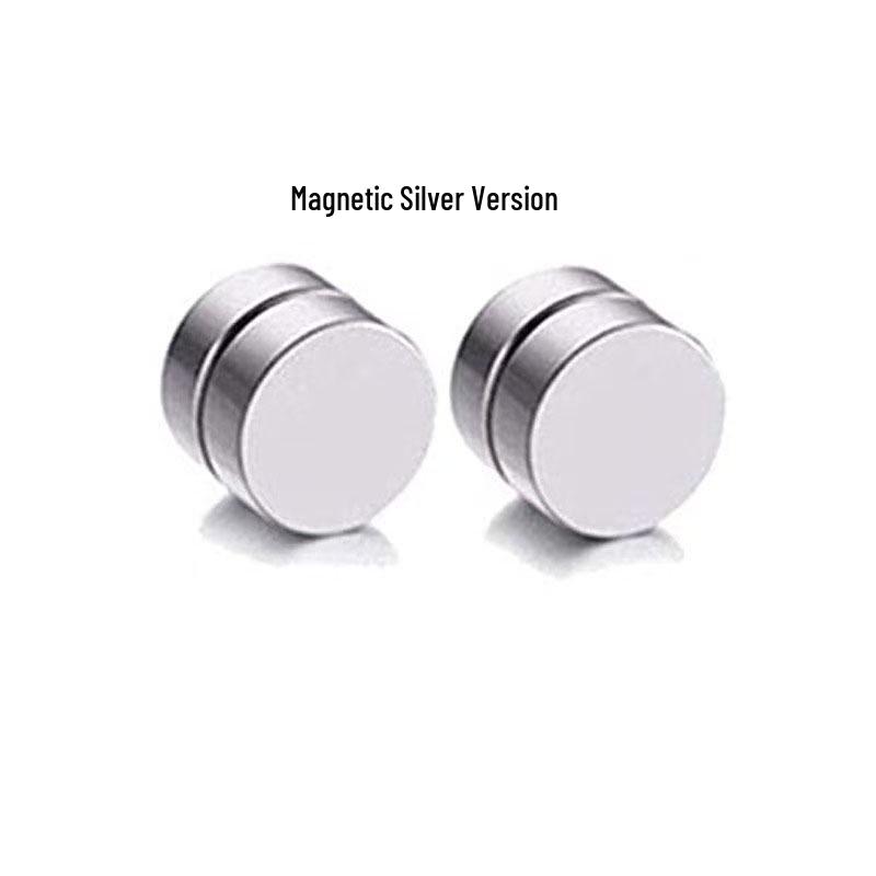 Magnetische Ohr Manschetten & Kreuz Zirkonia Stecker Ohrringe Set für Herren, Edelstahl, Kein Piercing Erforderlich