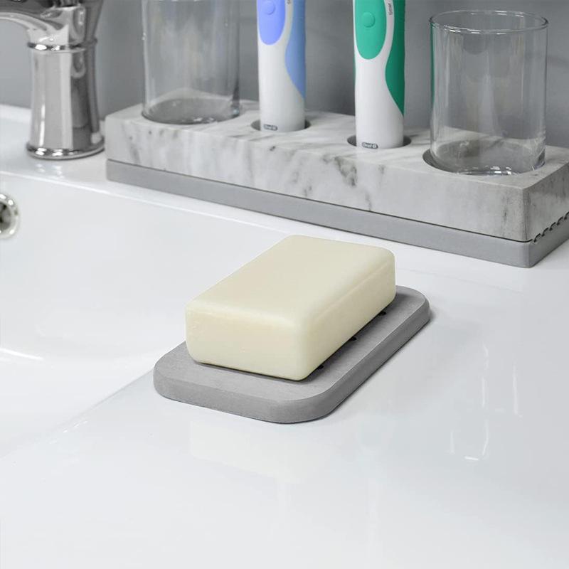 Diatomaceous Earth Soap Dish Quick Dry Bathroom Countertop Mat Super Water Absorbent Tray EcoFriendly for Sink Shower Bath