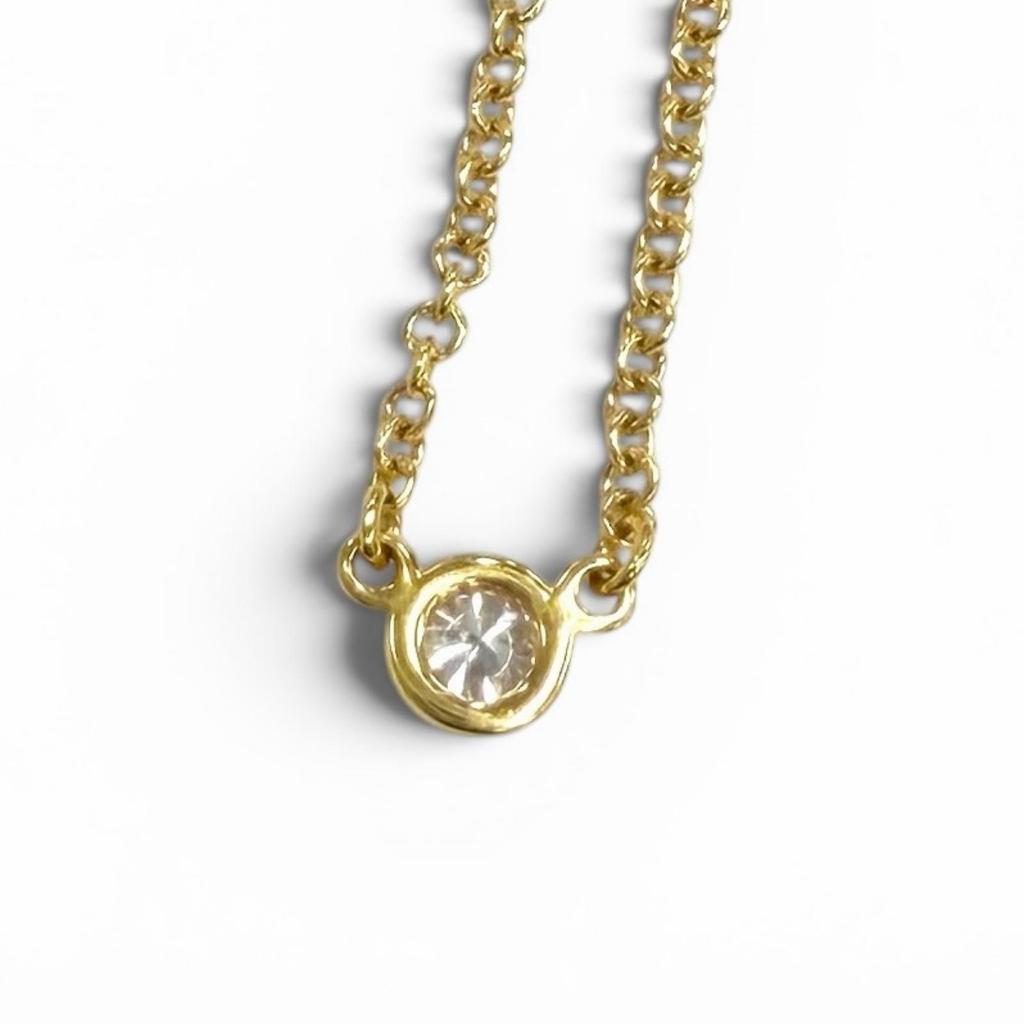 Great TIFFANY&Co. Necklace By the Yard 1P Diamond Necklace around0.03ct AU750 Used