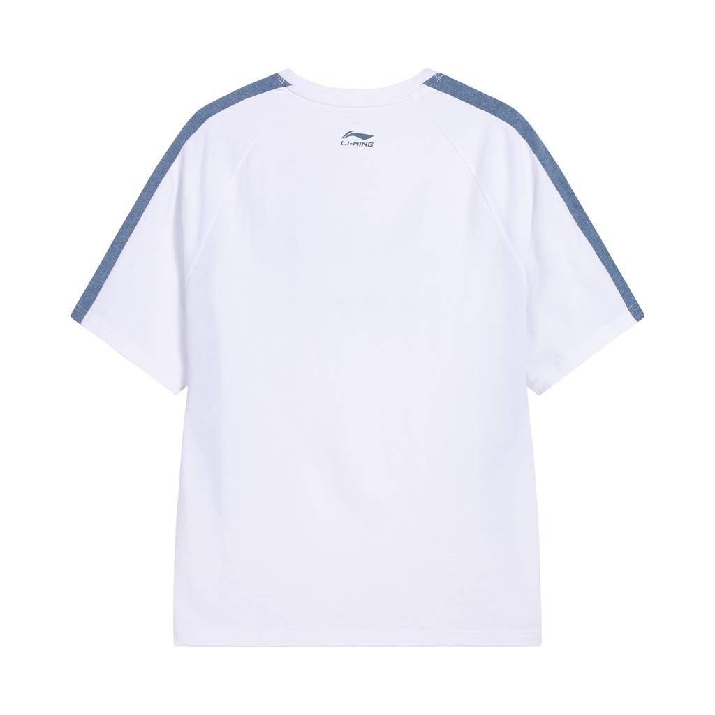 Li-Ning Versatile Pure Cotton Comfortable Casual Breathable Short Sleeve T-Shirt Unisex tops Off-White AHSW855-1
