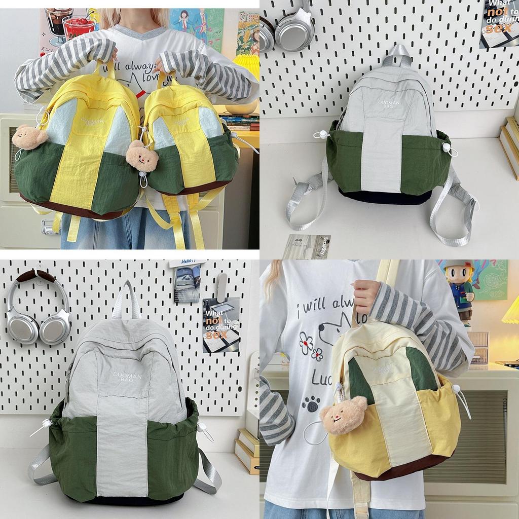 Nylon Student Backpack With Breathable Design And Letter Pattern For Daily Use